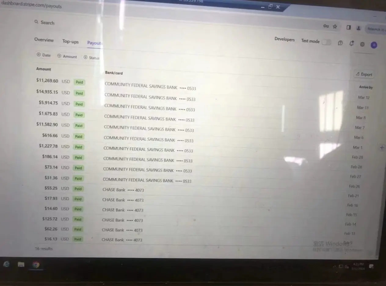 Stripe 账户大额提现