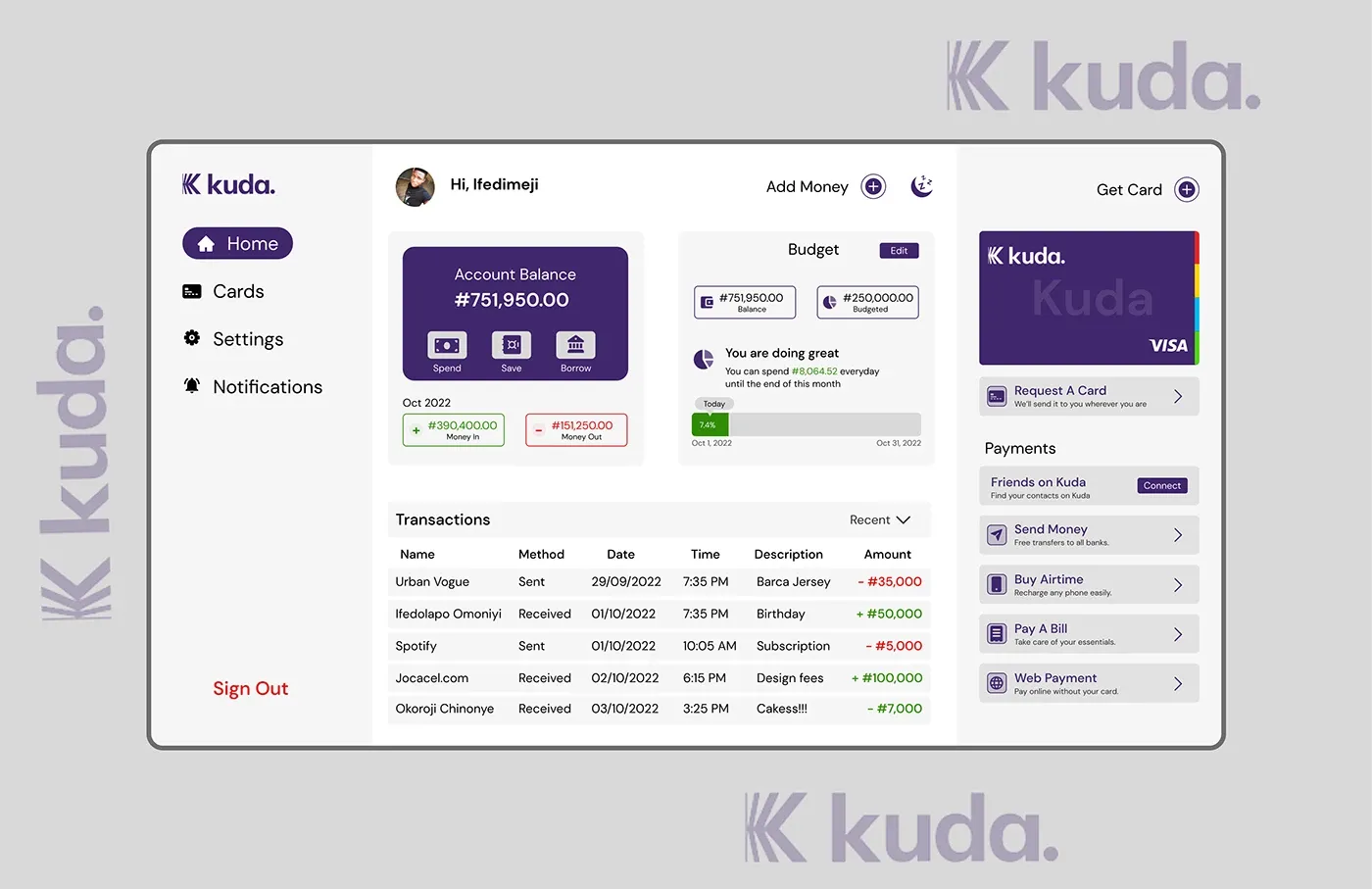 kuda银行收款提现